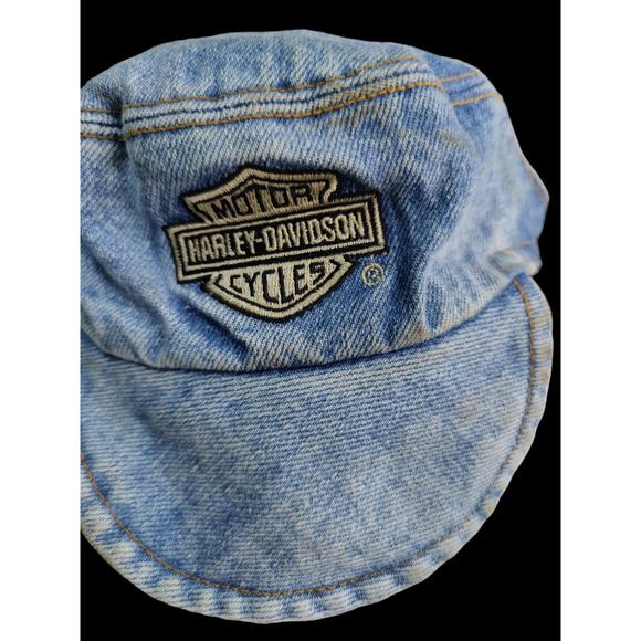 Harley Davidson-biker denim dog hat-Size Large - Picture 2 of 3